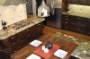 Birds-eye view of cozy kitchen with custom cabinetry