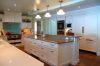 Large kitchen island and custom cabinets
