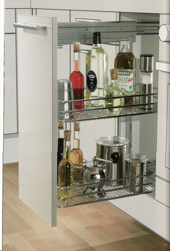 Hafele Pull-Out Spice Rack, Wooden Kitchen Cabinet Accessory