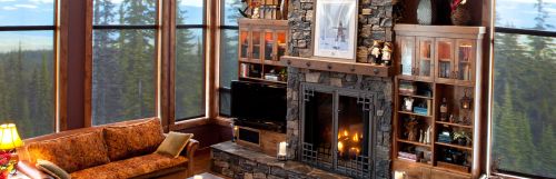 Custom cabinetry surrounding fireplace